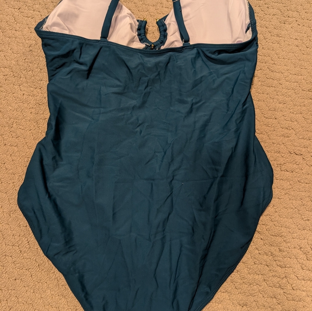 Eomenie Cutout One Piece Swimsuit Women's Large NWT Peacock Green - Picture 4 of 4